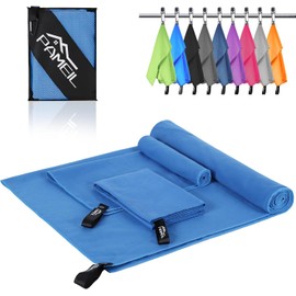 Pameil Juego de 3 toallas de microfibra (160 x 80 cm  2 toallas pequeñas de 80 x 40 cm), de secado rápido, para sauna de fitness