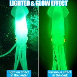 JSHANMEI Saltwater Squid Fishing Lures 6/0 Hooks Squid Jig Deep Drop Light Flasher Offshore Lures All-Conditions Fishing Gear for targeting a wide range of saltwater predators. (Colorful)