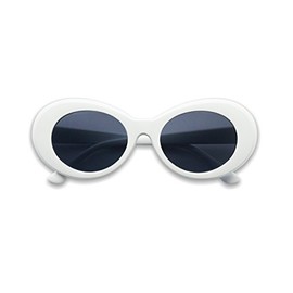 Colorful Oval Kurt Cobain Inspired Clout Goggles Mod Round Pop Fashion Nirvana Sunglasses white Size: One Size