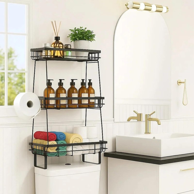 ShellKingdom Over The Toilet Storage Shelf, 3 Tier Toilet Paper