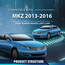 PIT66 Front Bumper Reflector Side Marker Light Lamp Amber Lens Left Driver & Right Passenger Side Compatible with Lincoln MKZ 2013-2016 DP5Z13A565F, DP5Z13A565E, FO1084100C, FO1085100C