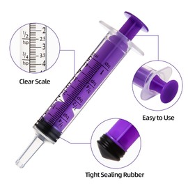 Gufastoe Pack of 50 5 ml Syringes with Protective Caps for Industrial or Animal Feed (Purple)