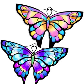 Simxkai 2 Pack Butterfly Kites for Kids & Adults, Easy to Fly for Beginners Pink&Purple
