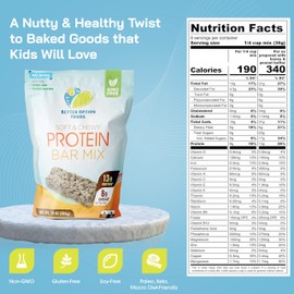 Raw Protein Bar Mix - Soft & Chewy High Protein Mix - Whole Hemp Seeds, Sesame Seeds, Sea Salt, Unsweetened Coconut Flakes - Non-GMO, Zero Gluten for No Bake Protein Bars - Better Option Foods, 10 oz