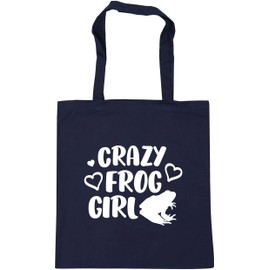 Hippowarehouse Crazy frog girl Tote Shopping Gym Beach Bag 42cm x38cm, 10 litres