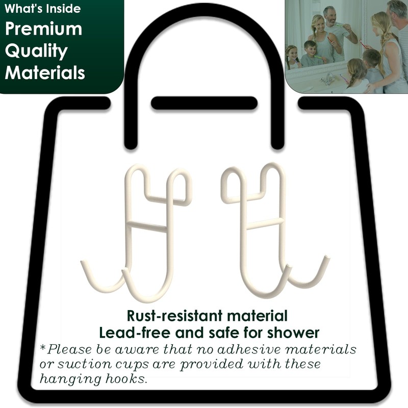 Jovware White Shower Caddy - 2 Pack Open Shelf Hooks