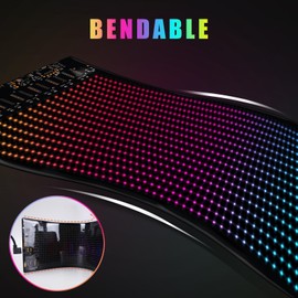 YAYZA! Scrolling LED Sign, 3.9 * 13.8in Bluetooth Control Programmable LED Sign, Flexible Foldable Customizable Text Pattern Animation, USB 5V LED Devil Eyes RGB Color Light, for Car Bar Hotel Truck