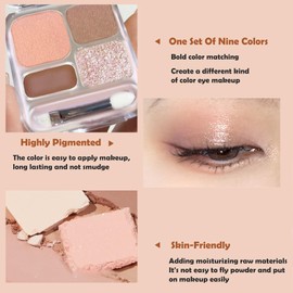 Brown Eyeshadow Palette, Glitter Shimmer Eye Shadow Pallets, Bright Nude Eyeshadow Eye Make-Up, Natural Naked Smokey Matte Sparkly Eyeshadow, Long Lasting Highly Pigmented Makeup Palette for Women