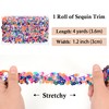Elastic Sequin Trim, 1.2 Inch 3 Row Multicolored Flat Glitter