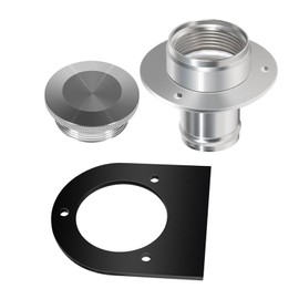YMT 7-2530 Remote Fuel Tank Filler Neck & Billet Aluminum Gas Cap & Weld-On Steel Mount Bracket For 2" Hose Connection Straight