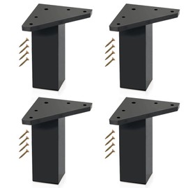 Kukicu Furniture Feet, Black, Furniture Feet, Legs for Furniture, Feet for Dresser, Cabinet Feet, Furniture Legs, Furniture Feet 8 cm, Screws Included (4 Pieces, Height: 8 cm)