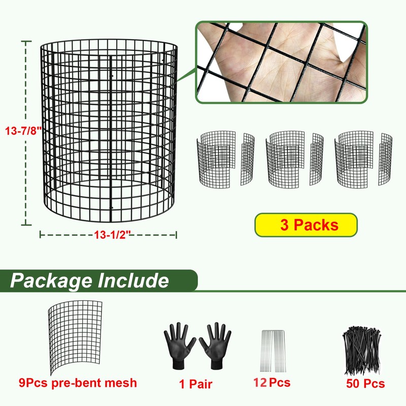 3 Pack Wire Plant Protectors, 13.5" Dia x 14" H