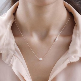 TJC Solitaire Necklace White Cubic Zirconia CZ in Rose Gold Plated 925 Sterling Silver for Women Size 20 Inches with Bezel Setting Metal Wt. 2.86 Grams