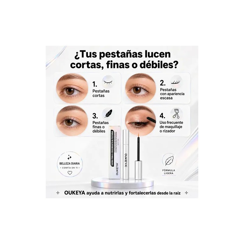 Sérum Pestañas Y Cejas Oukeya Pack 2 Crecimiento Y Fuerza