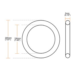 TA-VIGOR 1Pc Nitrile Rubber O-Rings, 200mm OD 190mm ID 5mm Width Rubber Washers Spacer O-Rings Gasket kit, Metric Sealing Gasket for Hose, Faucet, Automotive, Plumbing