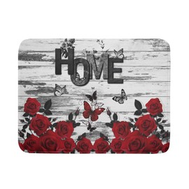 Red Rose Dish Drying Mat 18x24 inch Romantic Floral Absorbent Microfiber Sink Counter Dishware Drainer Pad for Kitchen Coffee Bar Decor