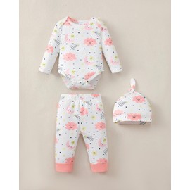 Renotemy Baby Girl Boy Clothes Fall Winter Essential 11-Piece Layette Set with Bodysuits, Pants, Hat, Jumpsuit, Blanket Infant Unisex Outfit Gift for Coming Home, Shower Gifts (6-12 Months,Sky Print)