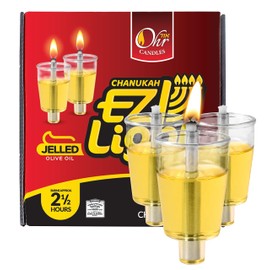 Ohr Candles E-Z Light 44 Jelled Olive Oil Chanukah Candles Jelled Prefilled Olive Oil - 2.5 Hour Burntime