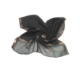 HURESON Women Mulberry Silk ScarfEmbroidered Butterfly Shawls and Wraps for Evening Dresses Beach Gauze Blanket Scarves Lightweight (Black)