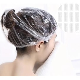 100PCS Plastic Disposable Shower Caps, Waterproof Hair Bath Caps Portable Hair Caps Hats for Home Travel Spa Hotel Hair Solon