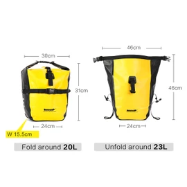 Bike Pannier Bag 20L Waterproof Bike Bags Bicycle Rear Seat Trunk Bag for Riding Cycling Storage Pouch Shoulder Bag (Yellow)