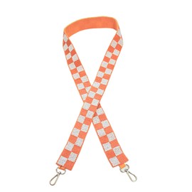 Beaded Purse Strap Tennessee Orange & White Checkered College Texas Game Day Clear Handbag Replacement Strap Stadium Football University 49 x 1.75” Gold Hardware Clips