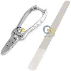 G.S Nail Cutter Nipper Trimmer 5.5" Curved TIP Clippers Toe Nails + Nail File