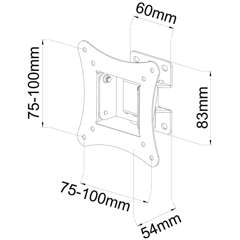 Techly 106602 wall mount 1 Snodo tiltable for TV 13-30"