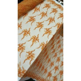 Divas Textiles Orange Floral Flower Beaded Lace Fabric By The Yard Bridal Evening Dress Fashion