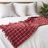DII Transitional Checked Plaid Woven Throw, 50x60, Barn Red