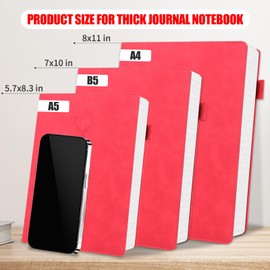 UIRIO Graph Paper Notebook (Red) - A5 Grid Notebook Quad Ruled - 360 Pages 100 GSM Thick Graphing Paper - Hardcover Leather Journal Campus Notebook for School, Math, Composition