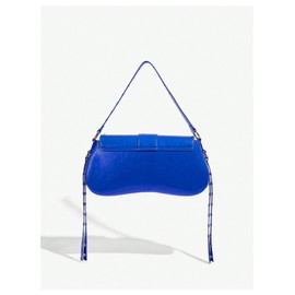 MakeMeChic Women's Hobo Shoulder Bags Y2K PU Leather Clutch Handbag Underarm Purse Royal Blue One-Size