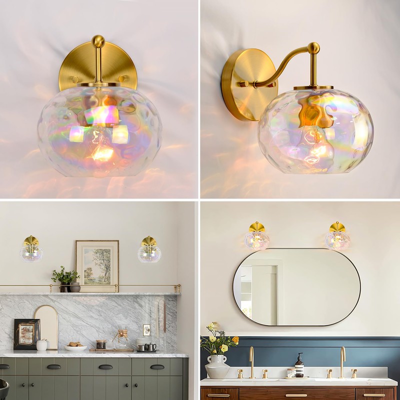 7" Glass Shade Replacement for E26 Pendant Lights, Colorful Hammered