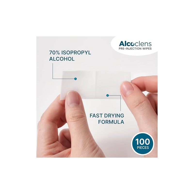Pre-Injection Alcohol Wipes/Swabs Box of 100 Sachets