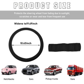 Wevdn Elastic Stretch Steering Wheel Cover, 15"×15" Microfiber Breathable Ice Silk Steering Wheel Protector, Anti-Slip Elastic Steering Wheel Cover for Men Women, Car Accessories (Black)