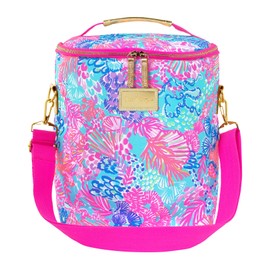 Lilly Pulitzer Insulated Soft Beach Cooler with Adjustable/Removable Strap and Double Zipper Close, Splendor in The Sand
