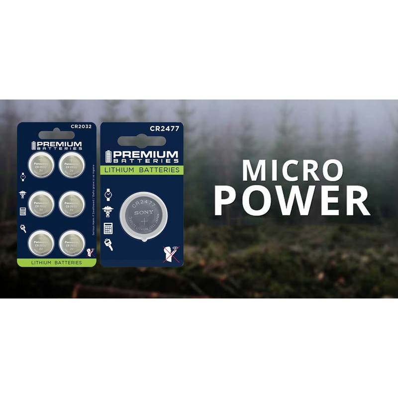 Premium Batteries Panasonic CR2032 Lithium 3V Coin Cell Batteries Child-Safe