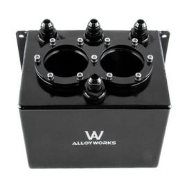 KUNTAUTOS 3 Litre Fuel Surge Tank, 3L Surge Tank Kit for Twin Bosch 044 Fuel Pump E85 3L AN-8 4 Ports O-Ring Plug ALY-159BK