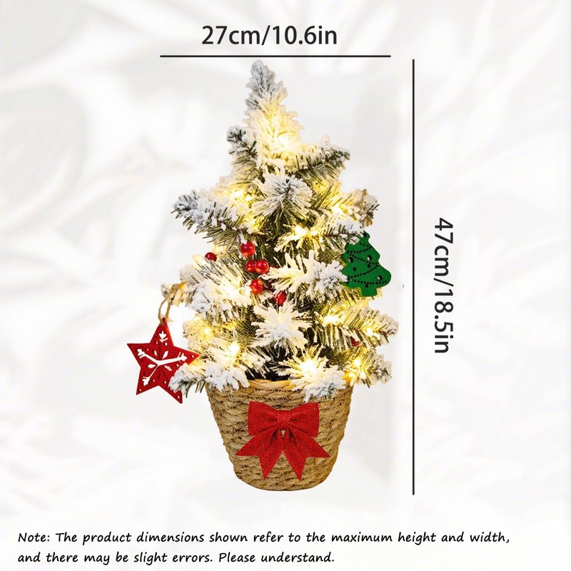 24 Inch 2 FT Pre-lit Snowy Mini Christmas Tree, Brelixo
