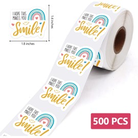 WHING I Hope This Makes You Smile Funny Small Shop Stickers, Online Retailers Shop Owners Order Packages Labels Small Business Thank You Sticker, 500 Labels Per Roll
