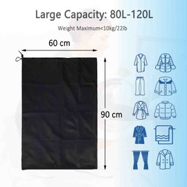 Laundry Bag Travel 60 x 90 cm, Laundry Bag Dirty Laundry Large Capacity Laundry Bag Travel with Drawstring Closure, Fabric 120L Dirty Laundry Bag (1 Piece, Black)