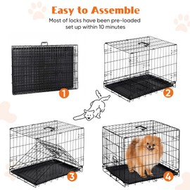 Sweetcrispy 24-Inch Single-Door Dog Crate–Durable Metal Pet Kennel with Secure Lock, Foldable Design, Removable Tray for Easy Cleaning, Portable Puppy Cage for Small Dogs, Ideal for Training & Travel