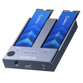 ORICO NVMe Clone Docking Station M.2 Dual Bay 10 Gbit/s with Offline Clone Duplicator Function, USBC NVME 2 Compartment Housing for PCIe M-Key 2242 2260 2280 22110 M2 SSD, Tool-Free (SSD Not Included)