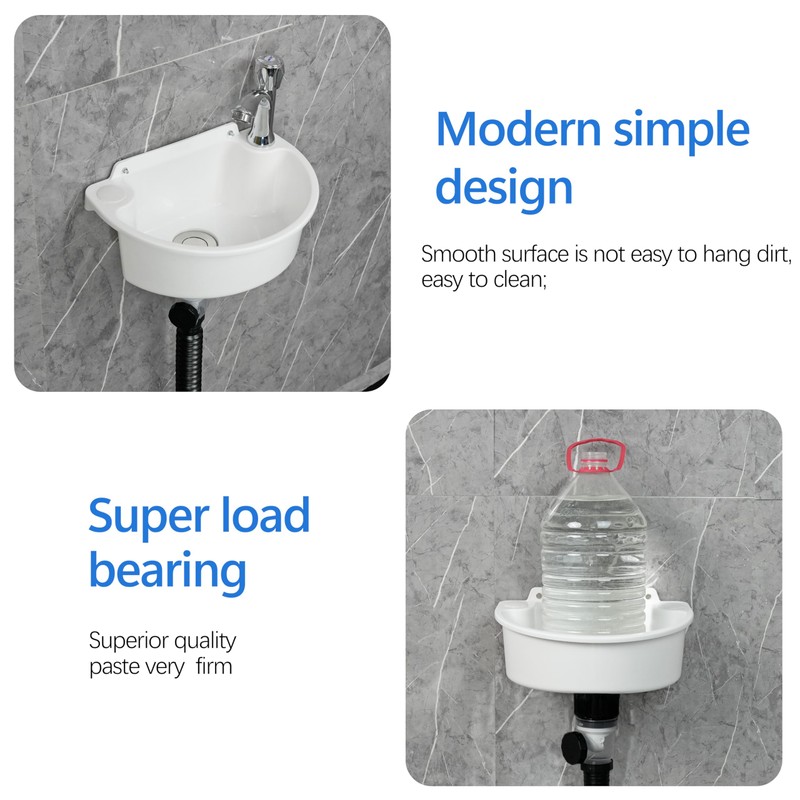 Small Bathroom Sink Wall Mount Bathroom Sink, No-Drill Installation Self-Adhesive