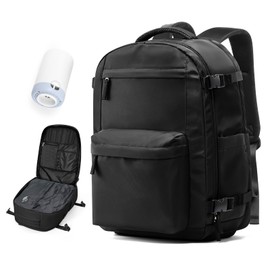Vacuum Backpack Travel with Pump Personal Item Carry on Flight Approved Backpacks for Women Men Laptop Space Saver Bags Storage with Vacuum System Waterproof Work Compression bags Daypack Black