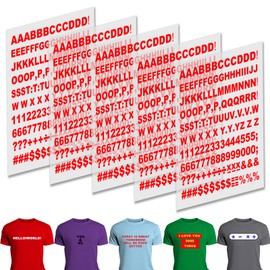 5 Sheets 830 Pieces Iron on Letters, 1 Inch Vinyl A-Z Heat Transfer Letters 0-9 Iron on Numbers for Fabric Clothing T-Shirt Printing DIY Craft Red