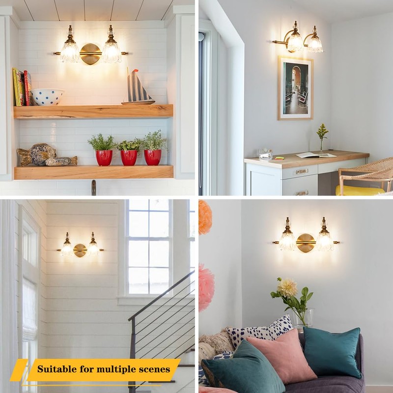Ditoon Brass Vanity Light, Farmhouse Brushed Gold Bathroom Light Fixtures,