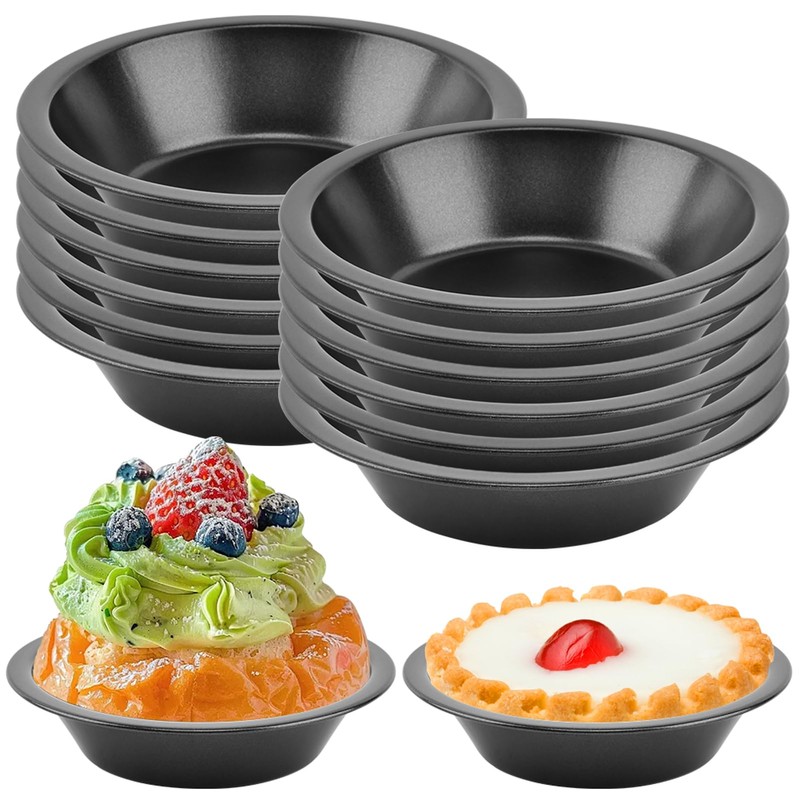 Bibabala 12pcs 5inch Desserts Black Tarts For Baking Round Tin,