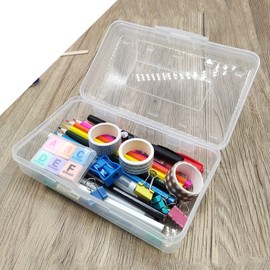 Nuozme Plastic Translucent Pencil Box for Kids, Adult, Student, Large Capacity Pencil Cases with Snap-Tight Lid for Pens, Pencils, School Supplies,Office Supplies,1 Pack (Clear)