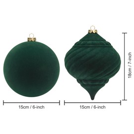 Pack of 4 15 cm Christmas Baubles Plastic Large XXL Velvet Green Christmas Tree Baubles for Christmas Tree Decorations (Velvet, Green)